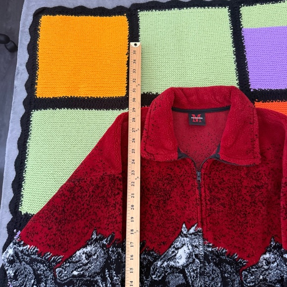 Mazmania Sweater Fleece Full zip AOP Horse Animals Nature Red XL - Picture 5 of 6